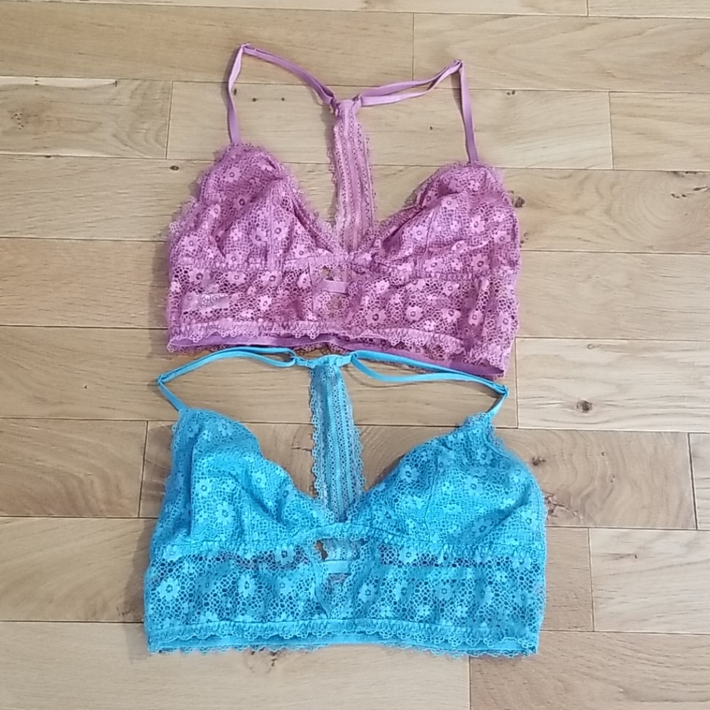 2 Victoria Secret racer back lace bralette